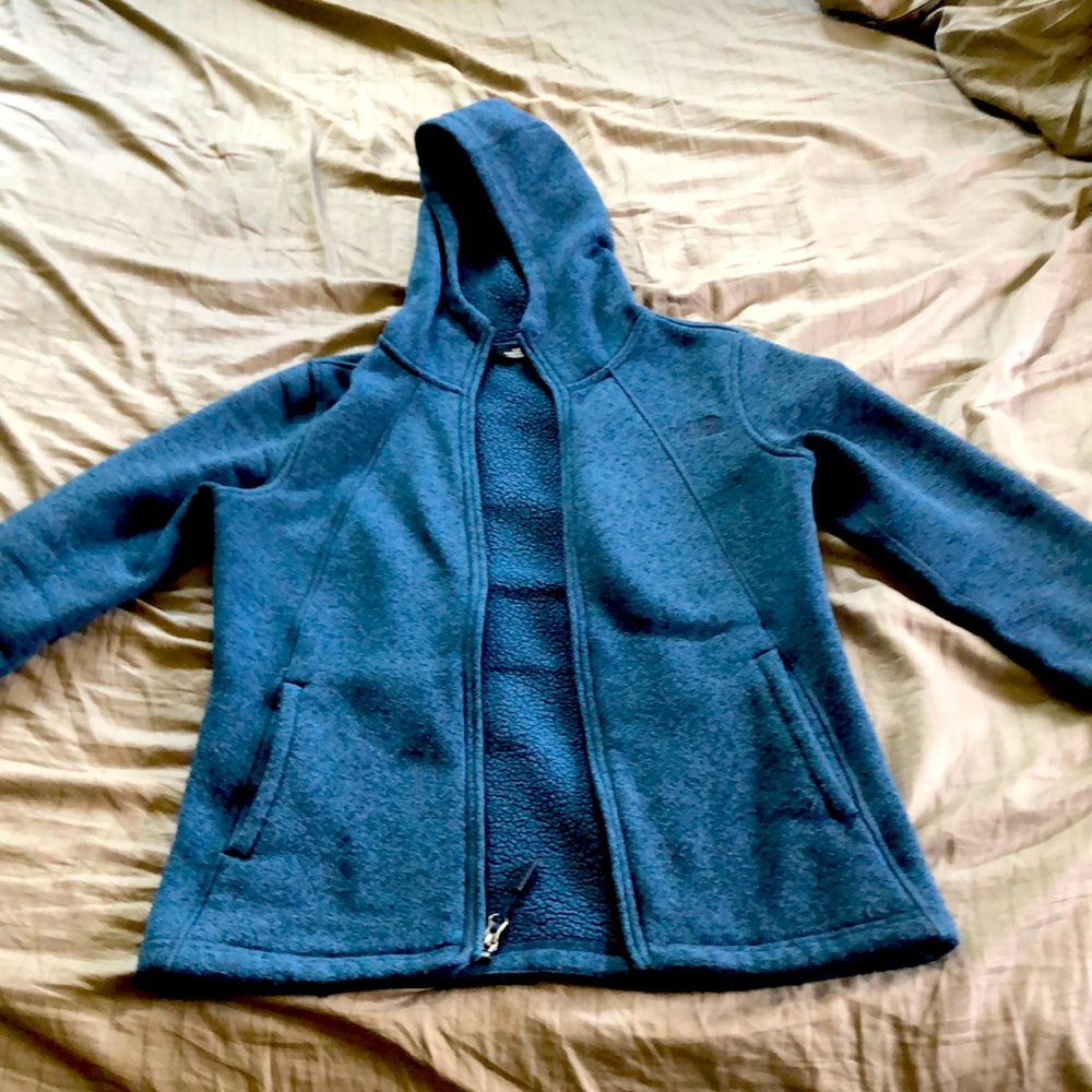 The North Face blue heather hooded jacket
